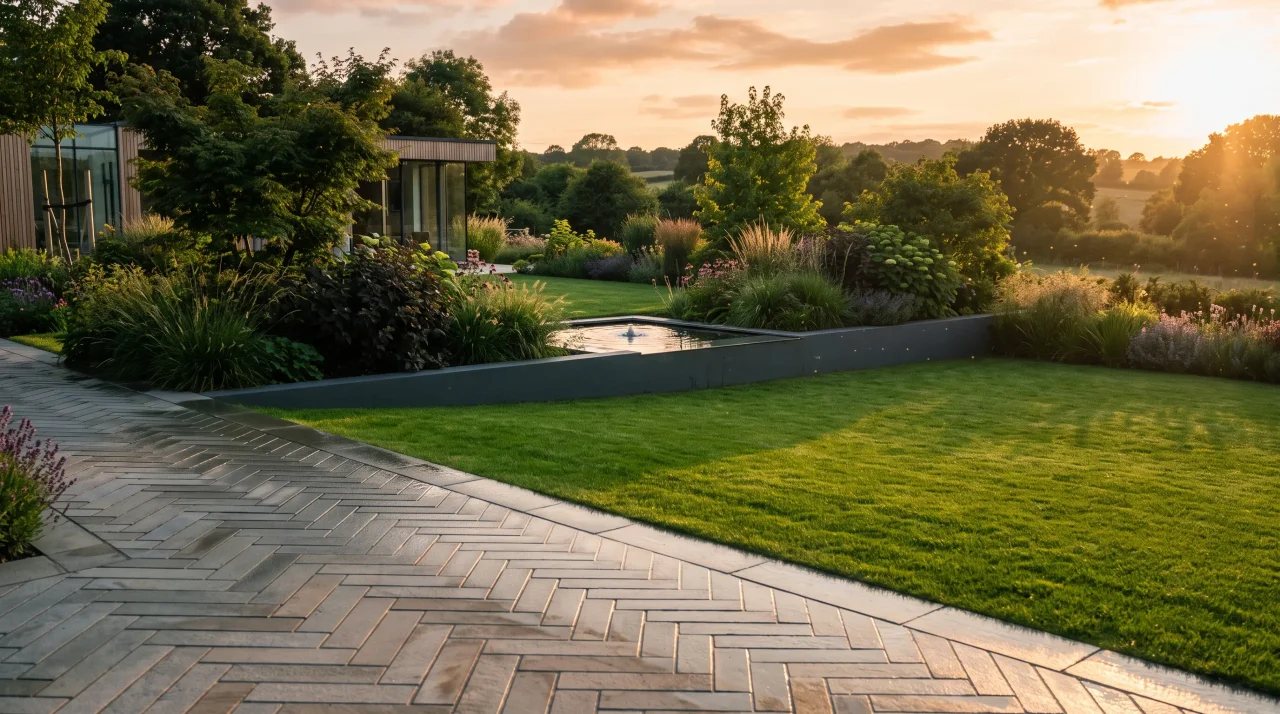 Gestaltungsinspiration: Terrasse und Garten im Abendlicht